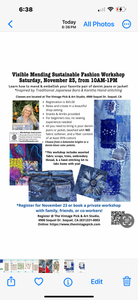 Visible Mending Sustainable Fashion Workshop Saturday, November 23, from 10AM-1PM